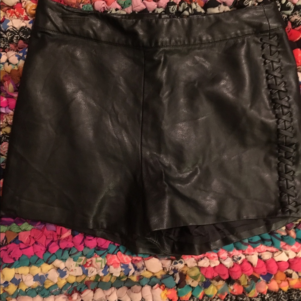SOLD Black High waisted leather shorts